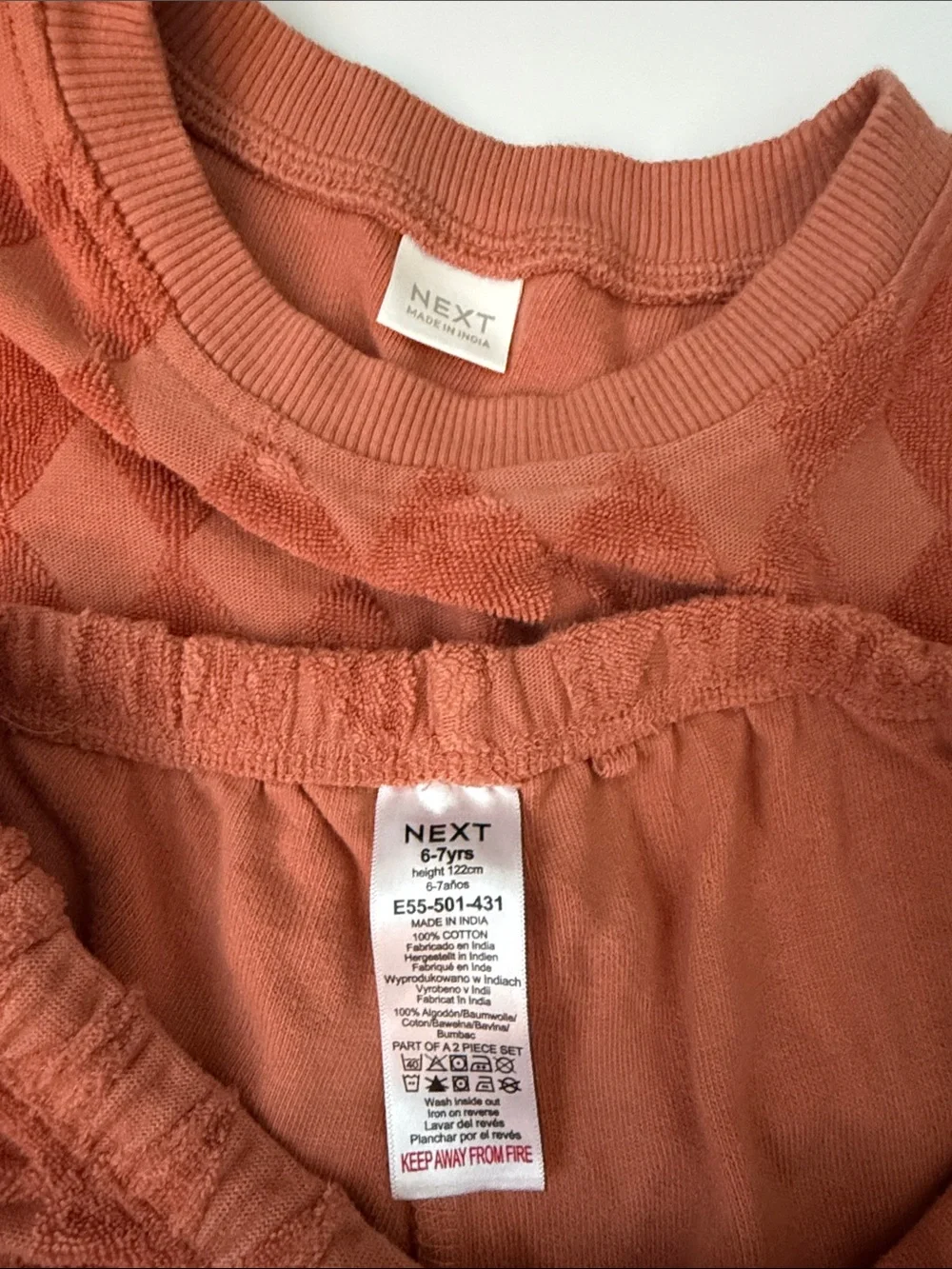 next Kids Terry Set in Rust Orange with Heart Accent